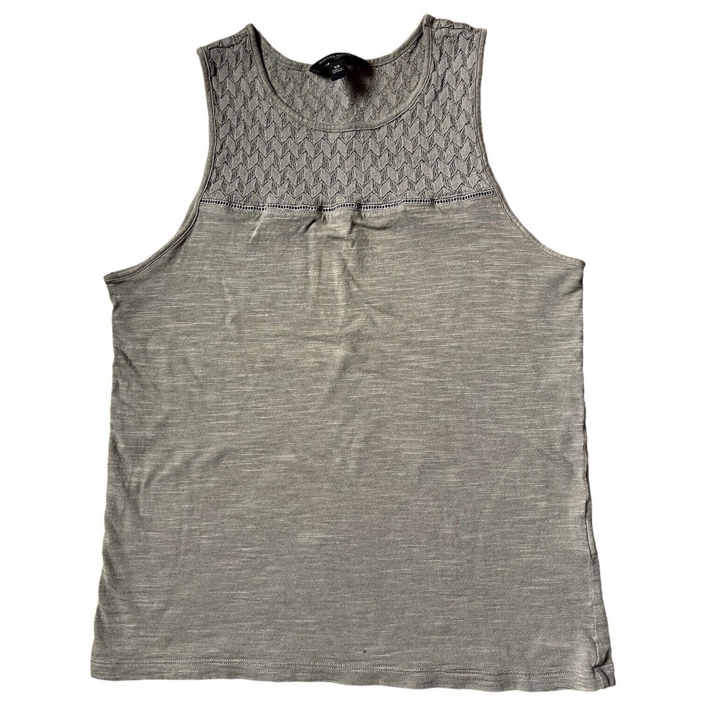 Banana Republic Women's Tank Top Size XS Chevron Crochet Pattern Beige Tan Gold